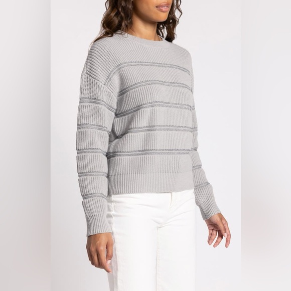 Thread & Supply Gray Seraphina Metallic Stripe Knit Sweater Size Medium - Picture 2 of 14